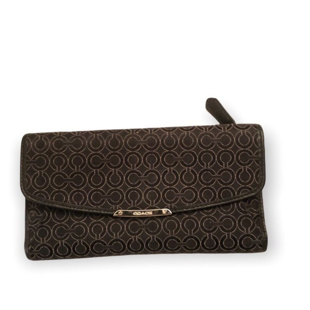 Coach mini op c black checkbook wallet